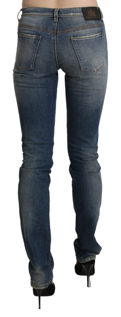 Ermanno Scervino Washed Mid Waist Skinny Denim Jeans In Blue