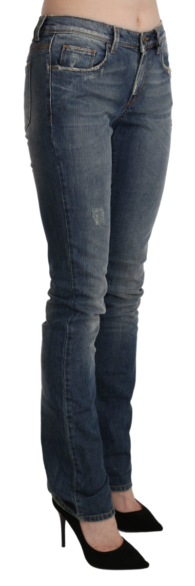 Ermanno Scervino Washed Mid Waist Skinny Denim Jeans In Blue