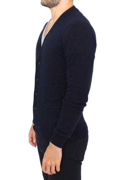 Shop Ermanno Scervino Blue Wool Cashmere Cardigan Pullover Men's Sweater