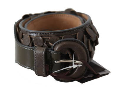 Shop Ermanno Scervino Dark Brown Leather Round Buckle Waist Women's Belt