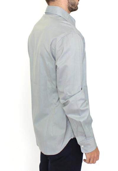 Shop Ermanno Scervino Gray Cotton Long Sleeve Casual Shirt Men's Top