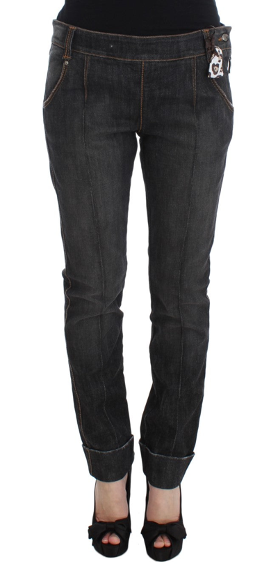 Shop Ermanno Scervino Gray Cotton Slim Fit Denim Women's Jeans