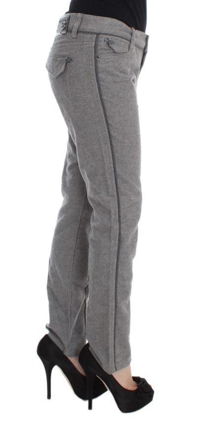 Shop Ermanno Scervino Gray Cotton Straight Fit Casual Women's Pants