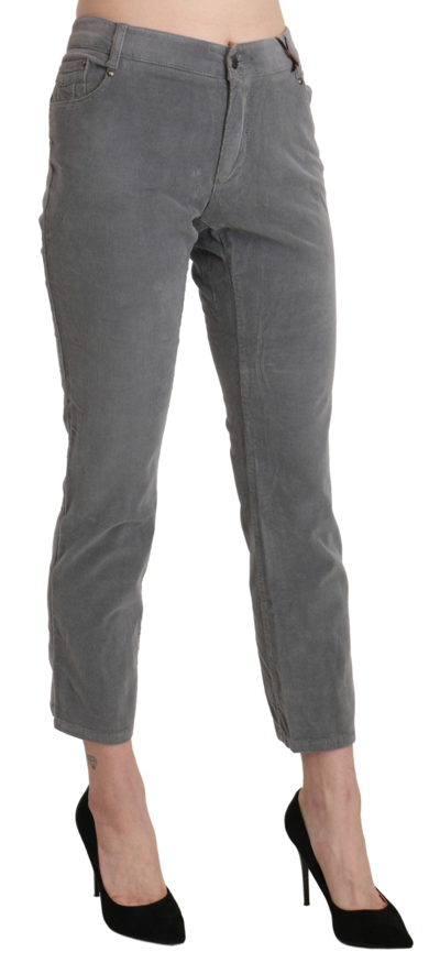 Shop Ermanno Scervino Gray Cropped Cotton Stretch Trouser Women's Pants