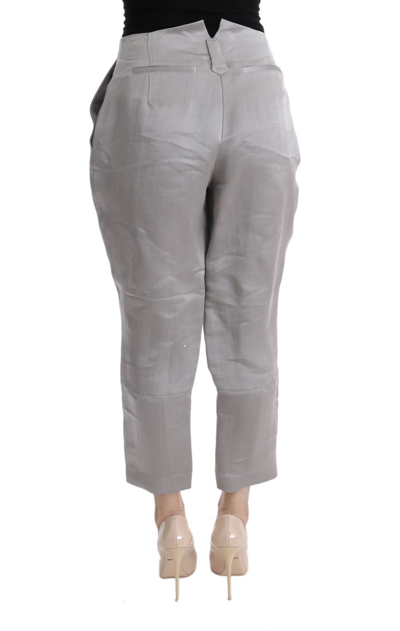 Shop Ermanno Scervino Gray Silk Cropped Casual Women's Pants