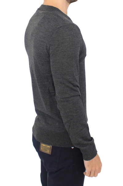 Shop Ermanno Scervino Gray Wool Blend V-neck Pullover Men's Sweater