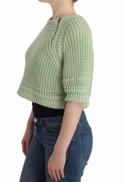 Shop Ermanno Scervino Green Cropped Knit Sweater Knitted Women's Jumper