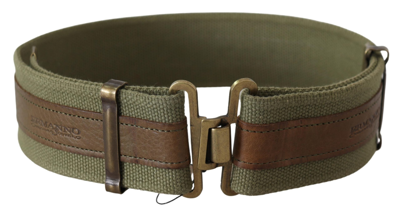Ermanno Scervino Green Leather Rustic Bronze Buckle Army Belt In Green
