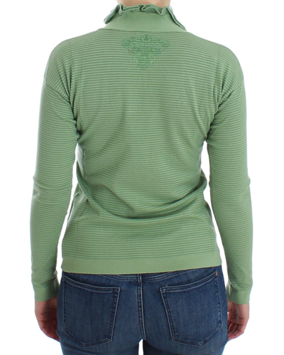 Shop Ermanno Scervino Green Wool Blend Striped Long Sleeve Women's Sweater