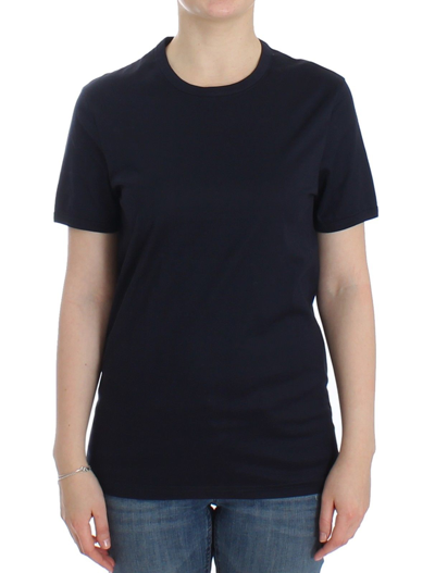 Shop Ermanno Scervino Lingerie Blue Crewneck Cotton Logo Women's T-shirt