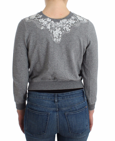 Shop Ermanno Scervino Lingerie Gray Lace Sweater Cardigan Women's Top
