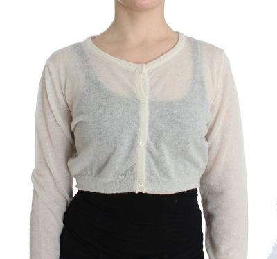 Shop Ermanno Scervino Lingerie Knit Cropped Wool Sweater Women's Cardigan In White