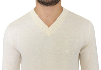 Shop Ermanno Scervino Off White Wool Blend V-neck Pullover Men's Sweater