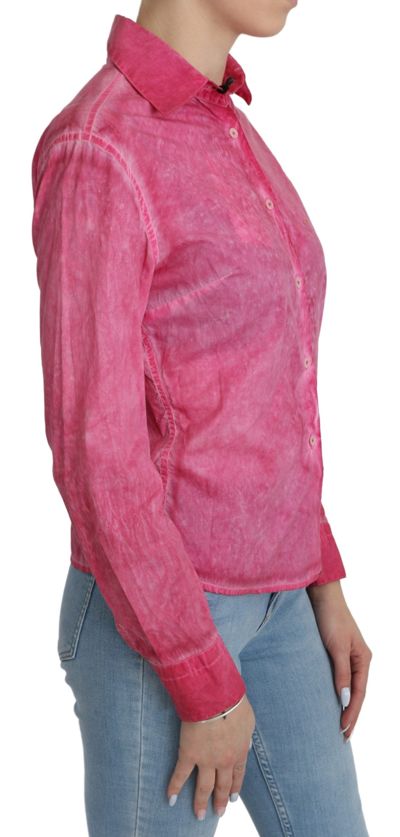 Ermanno Scervino Pink Collared Long Sleeve Shirt Blouse Top In Pink