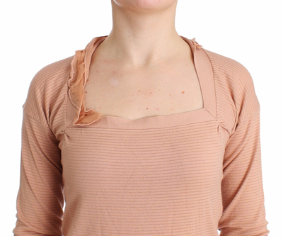 Shop Ermanno Scervino Orange Wool Blend Striped Long Sleeve Women's Top
