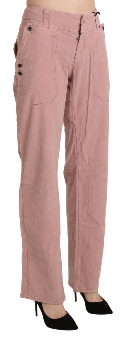 Shop Ermanno Scervino Pink High Waist Straight Cotton Trouser Women's Pants