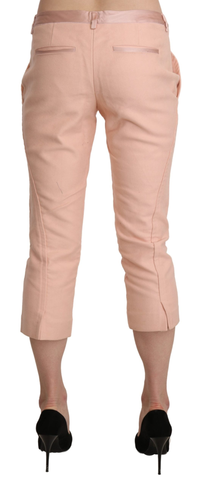 Shop Ermanno Scervino Pink Low Waist Skinny Cropped Capri Women's Pants