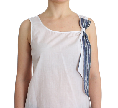 Shop Ermanno Scervino White Blue Top Blouse Tank Shirt Women's Sleeveless