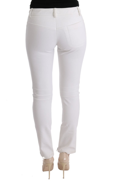 Shop Ermanno Scervino White Cotton Slim Fit Casual Women's Pants