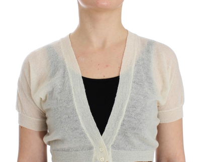 Shop Ermanno Scervino Elegant Off-white Cropped Alpaca-wool Blend Women's Sweater