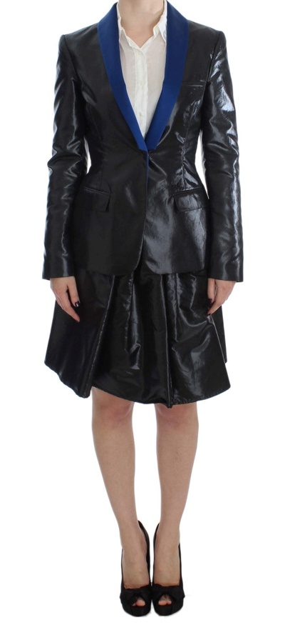 Shop Exte Black Blue Two Piece Suit Skirt &amp; Women's Blazer