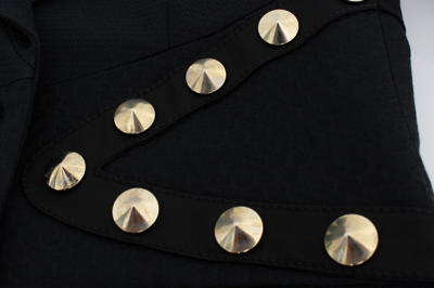 Shop Exte Black Cotton Stretch Gold Studded Blazer Women's Jacket