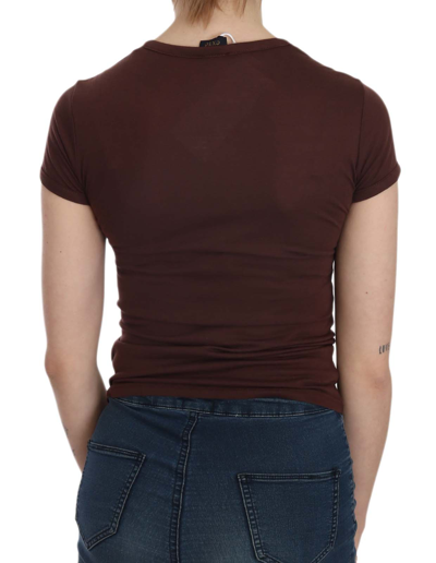 Exte Hearts Short Sleeve Casual T-shirt Top In Brown