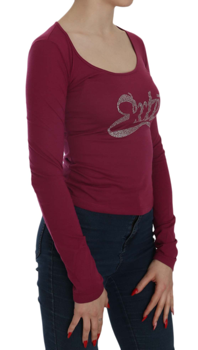 Exte Crystal Embellished Long Sleeve Casual Top In Red