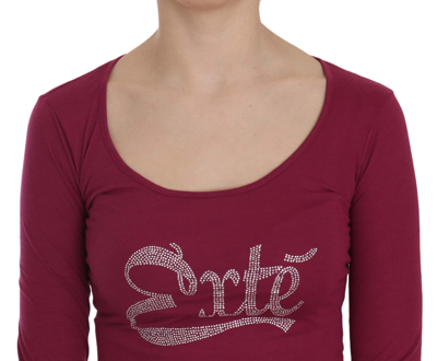 Exte Crystal Embellished Long Sleeve Casual Top In Red