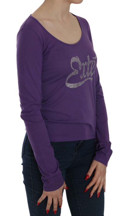 Shop Exte Crystal Embellished U-neck Women's Blouse In Purple