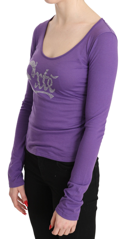 Shop Exte Elegant Purple Crystal Embellished Long Sleeve Women's Top