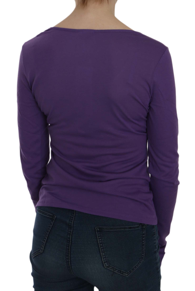 Shop Exte Crystal Embellished U-neck Women's Blouse In Purple