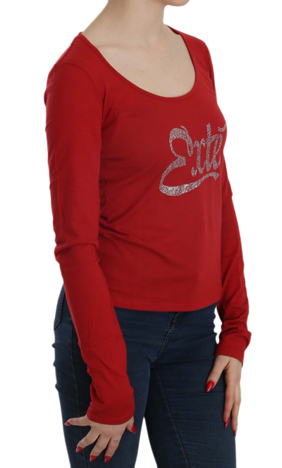 Exte Crystal Embellished Long Sleeve Blouse In Red
