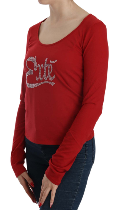 Exte Crystal Embellished Long Sleeve Blouse In Red