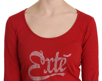 Exte Crystal Embellished Long Sleeve Blouse In Red