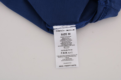 Shop Frankie Morello Blue Cotton Riders Crewneck Men's T-shirt