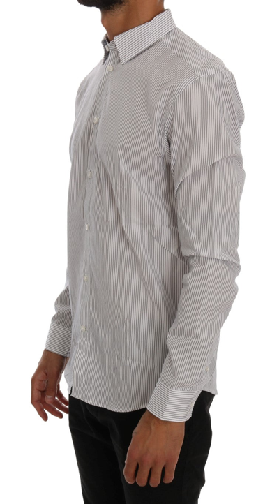 Shop Frankie Morello White Blue Striped Casual Cotton Regular Fit Men's Shirt