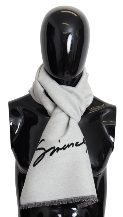 Givenchy Elegant Monochrome Wool-silk Blend Scarf In White