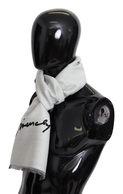 Givenchy Elegant Monochrome Wool-silk Blend Scarf In White