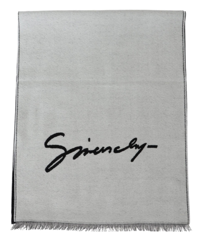 Shop Givenchy Elegant Monochrome Wool-silk Blend Men's Scarf In White