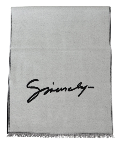 Givenchy Elegant Monochrome Wool-silk Blend Scarf In White