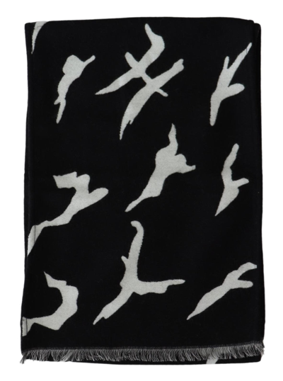 Shop Givenchy Elegant Unisex Wool-silk Scarf In Black &amp; Men's White In Black/white