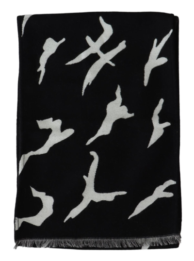 Givenchy Black White Wool Unisex Winter Warm Scarf Wrap Shawl In Black/white