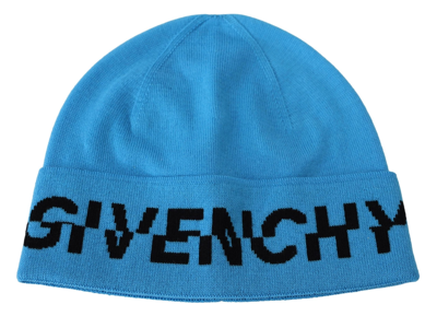 Shop Givenchy Chic Unisex Wool Beanie With Logo Men's Detail In Blue