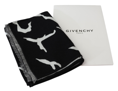 Shop Givenchy Elegant Unisex Wool-silk Scarf In Black &amp; Men's White In Black/white