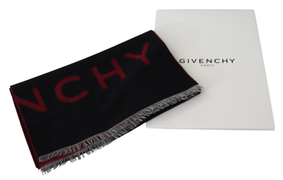 Shop Givenchy Elegant Unisex Wool Silk Blend Men's Scarf In Black