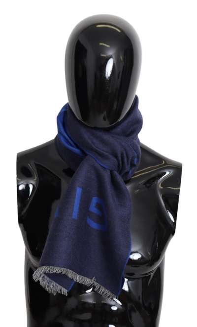 Shop Givenchy Elegant Unisex Wool Silk Blend Men's Scarf In Blue