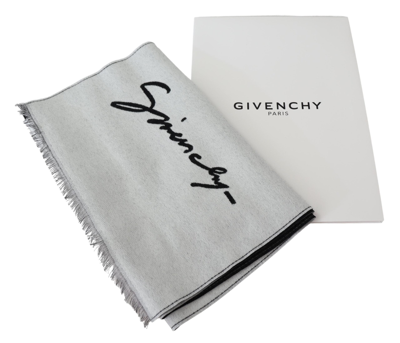Givenchy Elegant Monochrome Wool-silk Blend Scarf In White