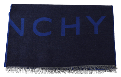 Shop Givenchy Elegant Unisex Wool Silk Blend Men's Scarf In Blue