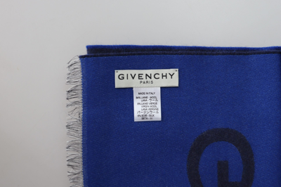 Shop Givenchy Elegant Unisex Wool Silk Blend Men's Scarf In Blue